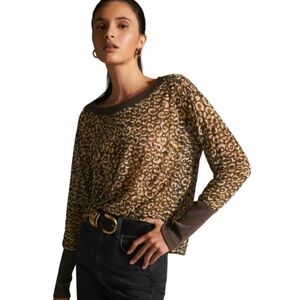 Anthropologie Pilcro Boxy Heritage Animal Print Semi Sheer Pullover XXS